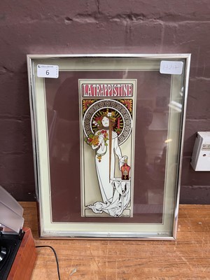 Lot 6 - A framed Alphonse Mucha print on glass of an...