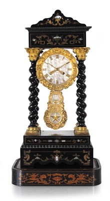 Lot 59 - A 19th century mantel clock, the silvered dial...