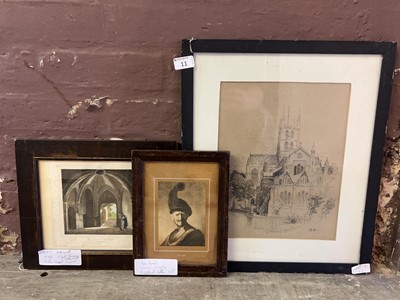 Lot 11 - Three framed and glazed etchings/engravings