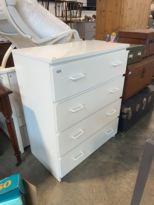 Lot 1476 - Modern white chest of 4 drawers