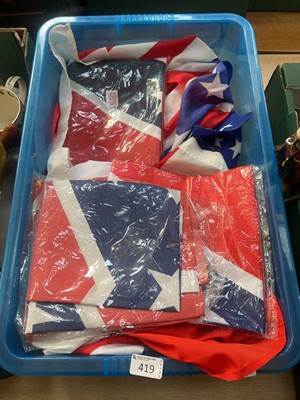 Lot 419 - A tray containing an assortment of flags to...