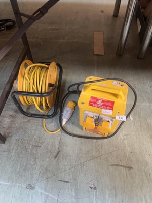 Lot 431 - A reel of electrical cable with transformer...