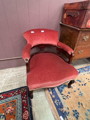 Lot 36 - A Victorian mahogany framed hoop back chair...