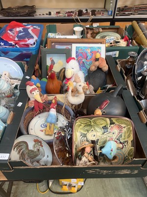 Lot 432 - A tray of chicken related items including toys...