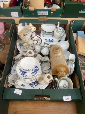 Lot 446 - A tray containing ceramic and glassware to...