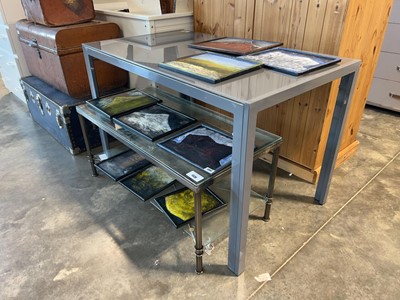 Lot 1483 - Grey metal glass topped dining table