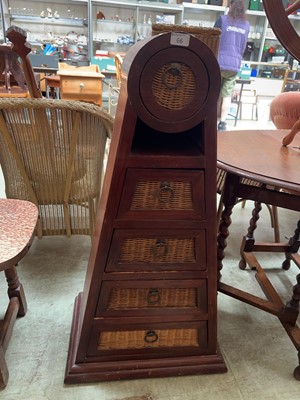 Lot 66 - A stained pine arch topped chest of five...
