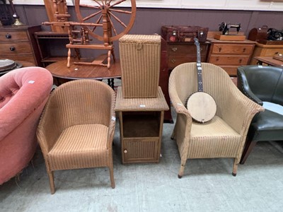 Lot 76 - Two Lloyd loom gold painted armchairs along...