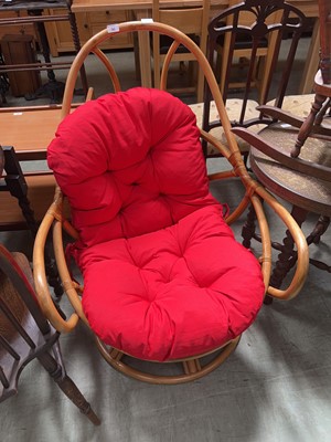 Lot 96 - A bamboo and cane conservatory armchair with...