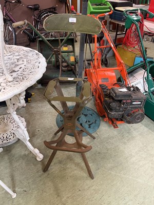 Lot 102 - An Evertaut green metalwork machinist's chair...