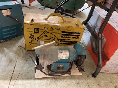 Lot 109 - A Wolf tools dual bench grinder along with a...