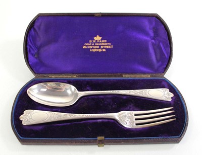 Lot 331 - A Victorian silver Christening fork and spoon,...