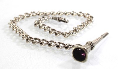 Lot 341 - A silver curblink watch chain with lobster...