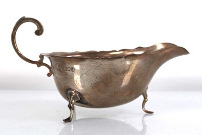 Lot 344 - A silver sauce boat of typical form, Mappin &...