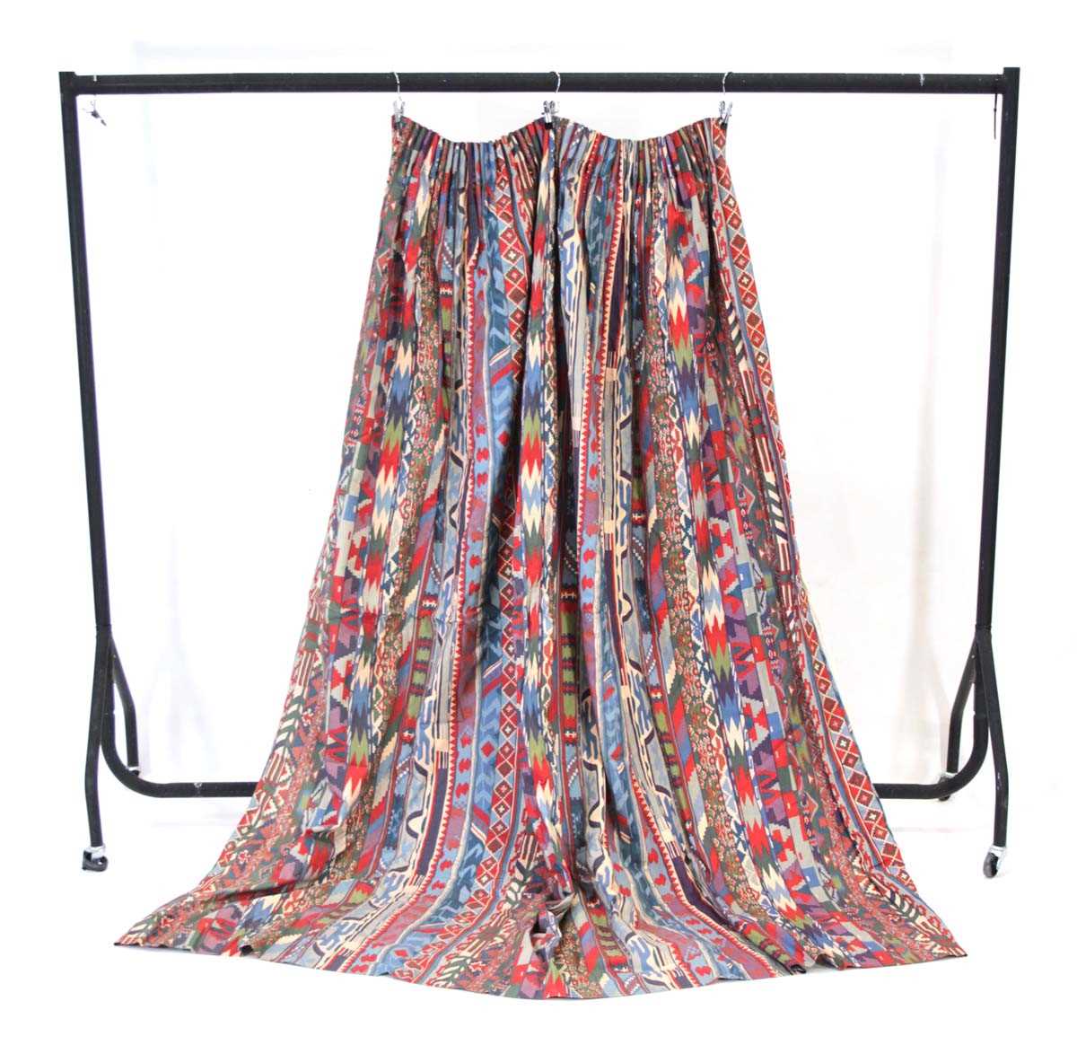 Lot A pair of curtains in the 'Zebak' pattern...