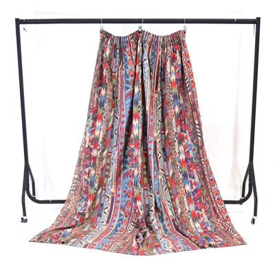 Lot A pair of curtains in the 'Zebak' pattern...