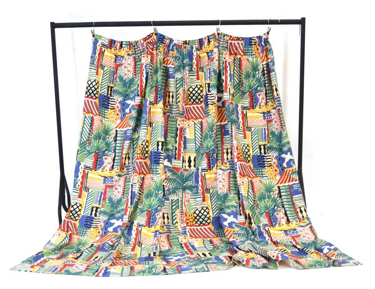 Lot A pair of curtains in the 'Cote D'Azur'...