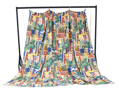 Lot A pair of curtains in the 'Cote D'Azur'...