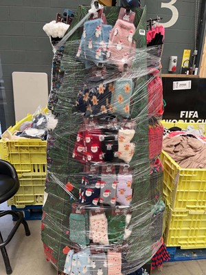 Lot 3176 - Christmas sock display stand with large...