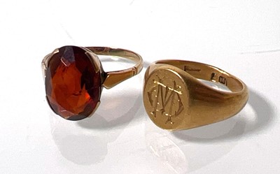 Lot 412 - A late 19th century 18ct gold signet ring...