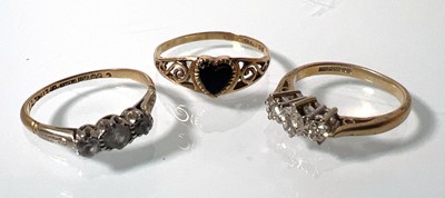 Lot 421 - A yellow metal and CZ ring marked '9ct plat'...