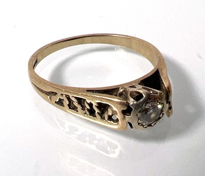 Lot 445 - A 9ct gold and diamond solitaire ring. Approx....