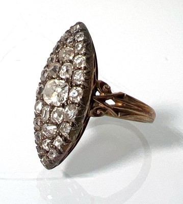 Lot 450 - A late 19th century marquise shaped yellow...