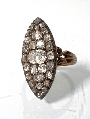 Lot 450 - A late 19th century marquise shaped yellow...