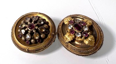 Lot 452 - Two 19th century yellow metal almandine garnet...