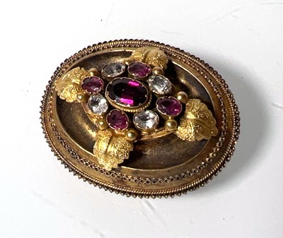 Lot 452 - Two 19th century yellow metal almandine garnet...