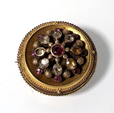 Lot 452 - Two 19th century yellow metal almandine garnet...