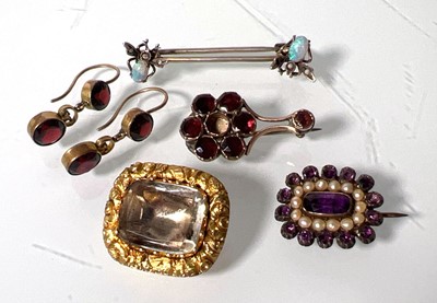 Lot 454 - Three 19th century yellow metal brooches...