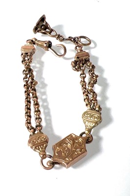 Lot 459 - A yellow metal albertina watch chain. Approx....
