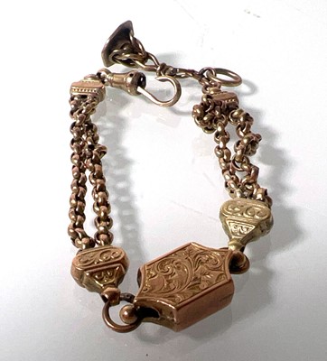 Lot 459 - A yellow metal albertina watch chain. Approx....