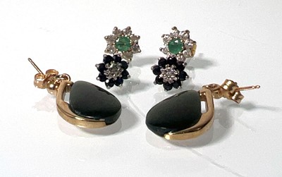 Lot 464 - Three pairs of 9ct gold/yellow metal earrings...
