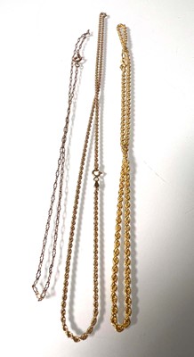 Lot 475 - Two 9ct gold rope twist chains together with...