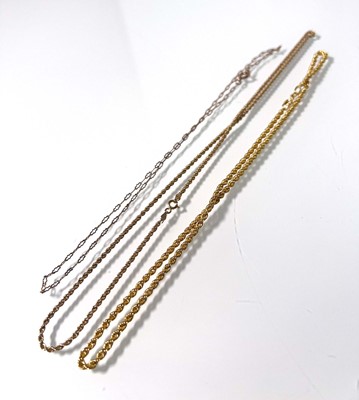 Lot 475 - Two 9ct gold rope twist chains together with...