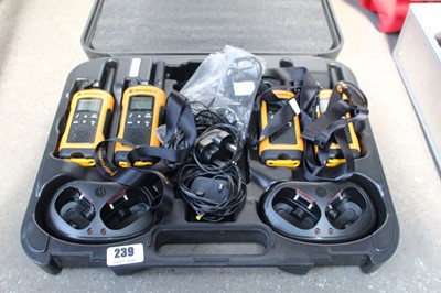 Lot 239 - Cased set of Motorola TLKR walkie talkies with...
