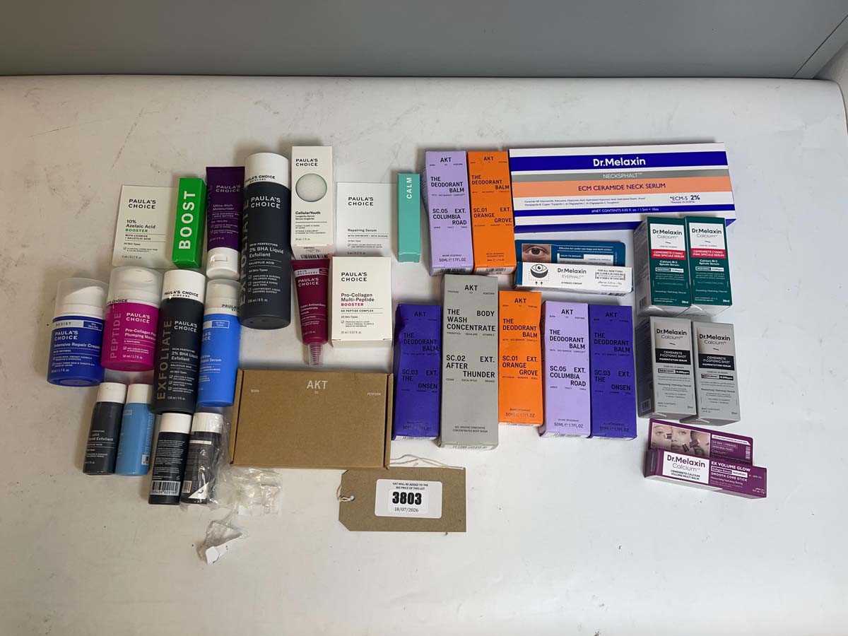 Lot 3803 - Paula's Choice , Akt& Dr. Melaxin toiletries