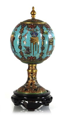Lot 66 - A Chinese cloisonne vase and cover of ball...