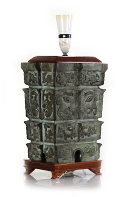 Lot 69 - A 20th century Chinese bronze lamp base...