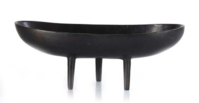 Lot 71 - A Japanese brown-patinated ikebana vase on...