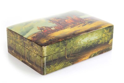 Lot 74 - A lacquered box with hand-painted decoration...