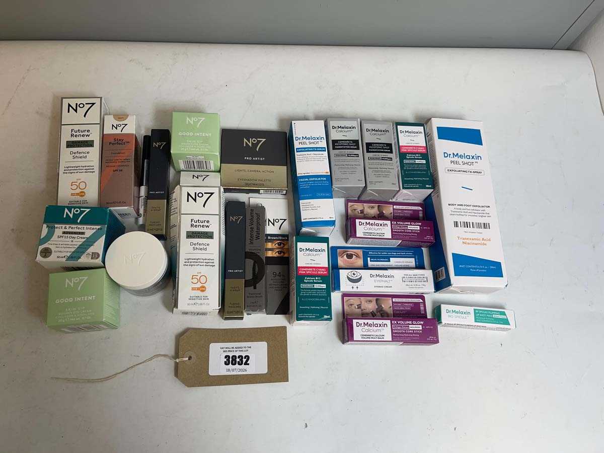 Lot 3832 - No.7 & Dr. Melaxin cosmetics