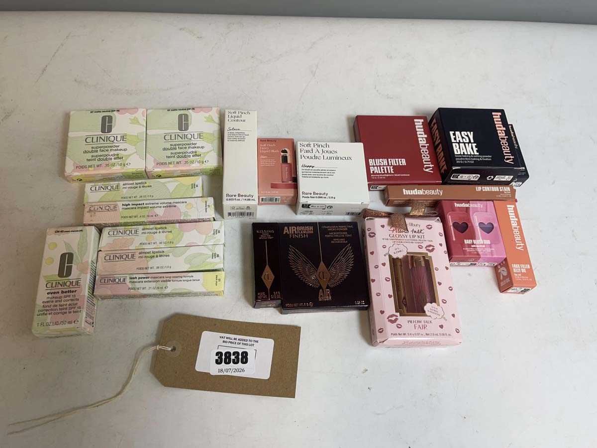 Lot 3838 - Makeup to include Clinique, Huda, Charlotte...