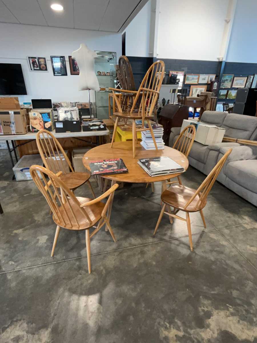 Lot 1508 - Ercol 384 ash and elm dining suite comprising...