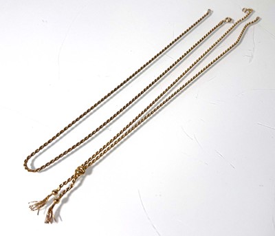Lot 481 - Twp 9ct gold rope twist chains. Approx. weight...