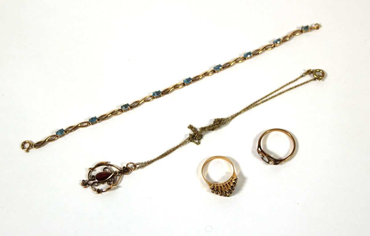 Lot 491 - A 9ct gold and topaz bracelet together with an...
