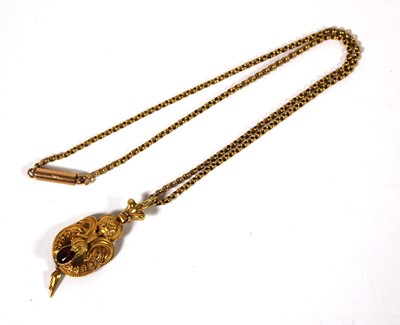 Lot 494 - A 19th century yellow metal and garnet pendant...