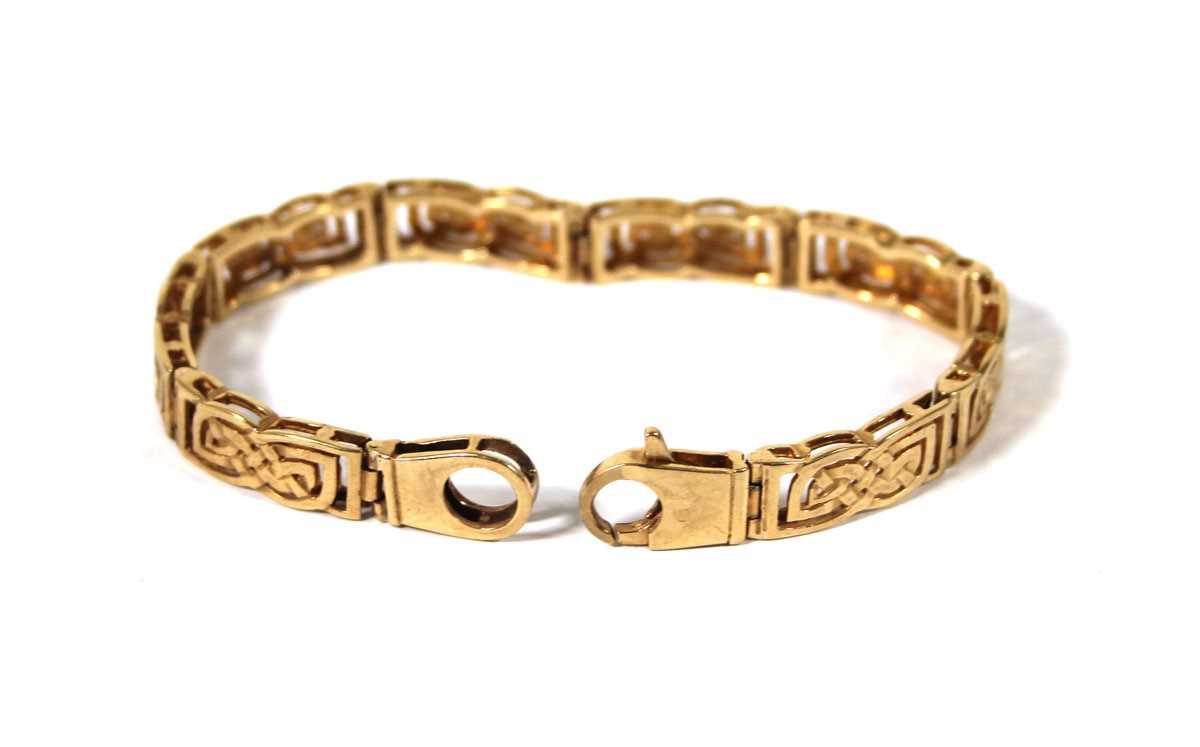Lot 496 - A 9ct gold bracelet with openwork Celtic...
